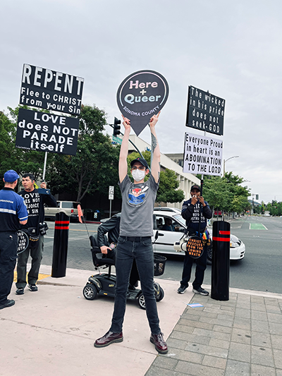 Stuart and Protestors image