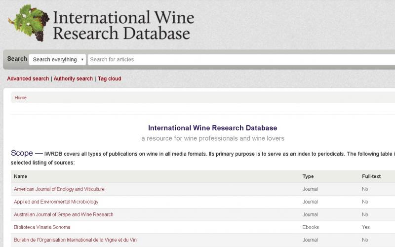 Screenshot of the IWRDB home page and search bar