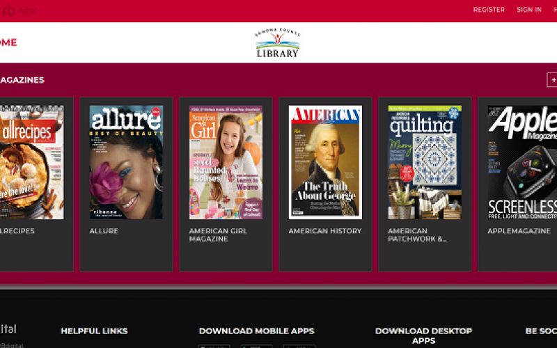 rbdigital site with pictures of magazine covers