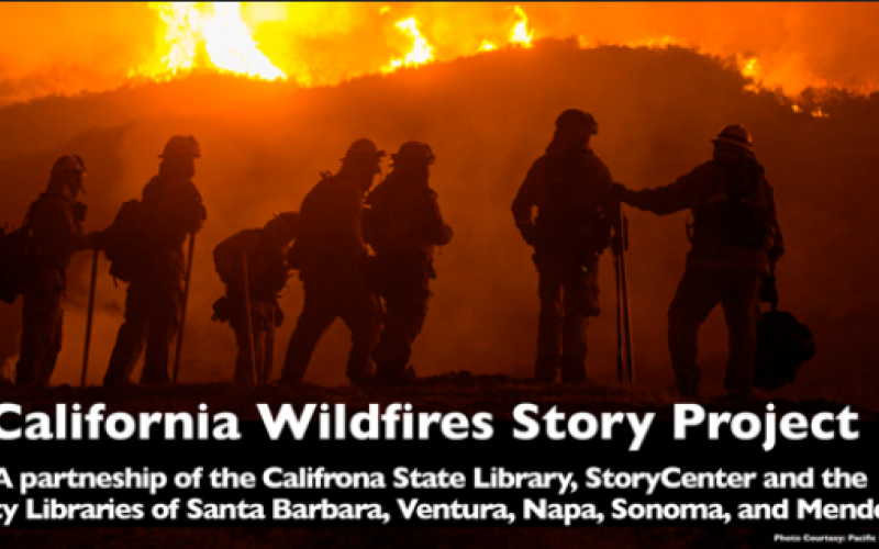 wildfires behind silhouettes of people