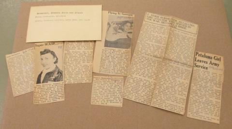 Articles from the Petaluma Argus-Courier on Frances D. Burmester, one of the 1,074 women who earned wings in the Women Airforce Service Pilots (WASP) photo