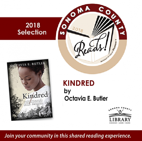 book cover Kindred with Sonoma County Reads logo