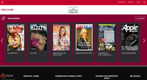 rbdigital site with pictures of magazine covers